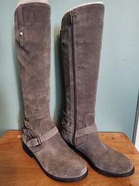 Marc Fisher Grey Tall Boots w/studs, Size 6M